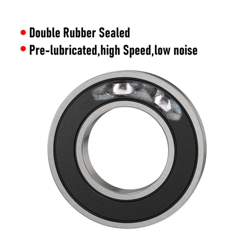 Front view of an 8x16x5 mm deep groove ball bearing, chrome steel with double rubber seal
