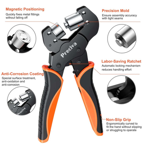 Interchangeable Double Head Grommet Kit Pro Grade With Three Eighths Inch And One Quarter Inch Dies, heavy duty tool with features