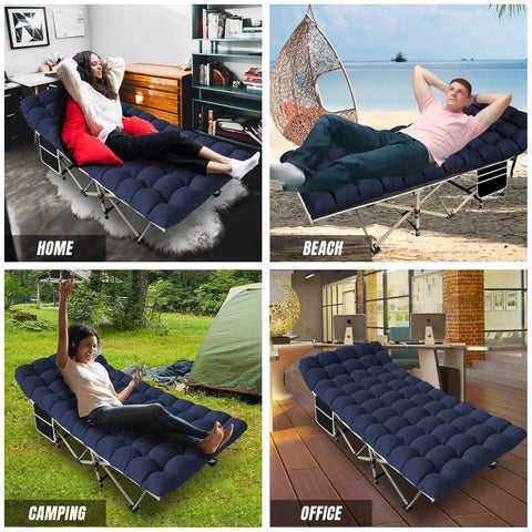 Heavy Duty Folding Camping Cot For Adults 600 Lb Max Load 28 Inch Wide With Removable Thick Mattress at home, beach, camping, office