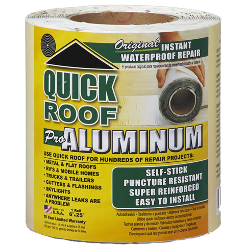 Six Inch By Twenty Five Foot Aluminum Self Stick Roof Repair And Flashing Rolls For Instant Waterproof Sealing Press In Place
