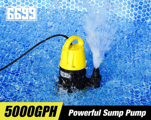 Powerful Submersible Sump Pump 5000 GPH High Flow with 25 Ft Hose