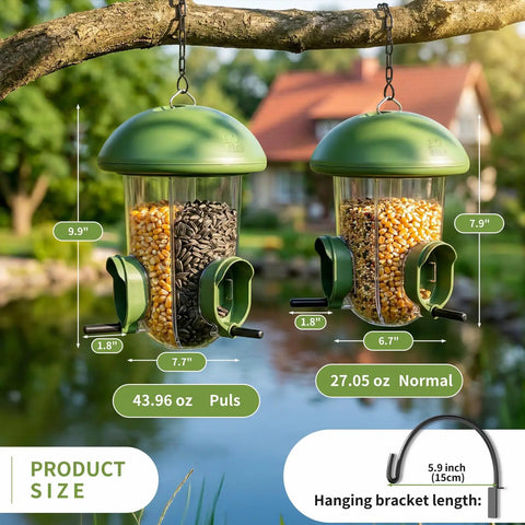 Outdoor Bird Feeder With Three Compartments And Three Feeding Ports, Weatherproof Dome, Large Capacity for Cardinals and Finches