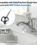 Faucet Repair Kit With Handle For Delta And Peerless RP44123 Includes Ball Assembly Seats Springs Cam Cap Adjusting Ring Bonnet And Knob Handle To Stop Drips And Leaks A Complete Replacement Set For Quick Home Faucet Fix No Drama shown with faucet