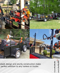 Four images of the Three Place Weed Eater Rack for Trailer With Three Locks Open Trimmer Rack Holder for Landscape Truck