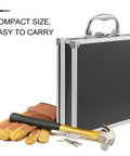 Black Aluminum Alloy Toolbox With Secure Lock And Lightweight Metal Handle Multi Function Parts Organizer Built Tough For The Daily Hustle And Sweet Setup For Quick Loadouts, compact size with gloves and hammer.