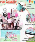 Golf Makeup Bag Set 24 Pieces Bulk Canvas Cosmetic Pouches Zip Bags 7 x 4 Inches with brushes and cosmetics.