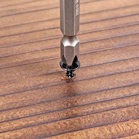 Screwdriver inserting Two Hundred Fifty Black Number Eight By One Inch Half Wood Screws Bulk Box For Cabinet Joinery And Furniture Assembly Crafted From Premium Carbon Steel.