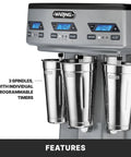 Beefy Workhorse Triple Spindle Drink Mixer With Independent 1 HP Motors Countdown Timer Digital Display Automatic Start
