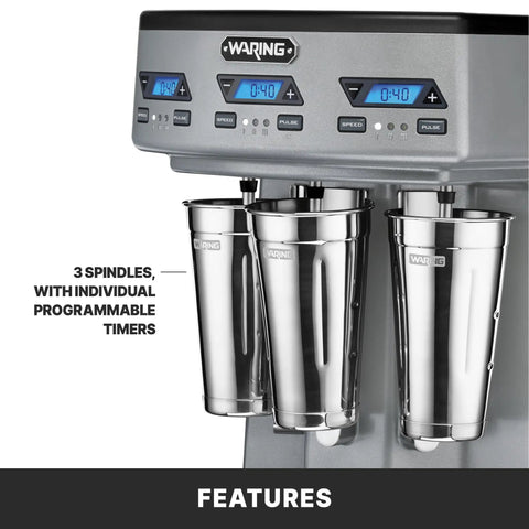 Beefy Workhorse Triple Spindle Drink Mixer With Independent 1 HP Motors Countdown Timer Digital Display Automatic Start