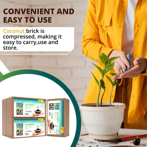 High Expansion Coco Coir Bricks 5 Pack 650g Each Peat Free Coconut Coir Low EC And pH Balanced Washed And Buffered