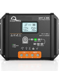 Front view of Beefy 30A MPPT Solar Charge Controller with LCD Display and Temp Sensor for 12V and 24V systems