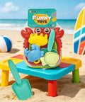 Foldable Bucket And Shovel Tools Kit For Kids Sand Toys With Animal Design Five Piece Travel Beach Set on sand table