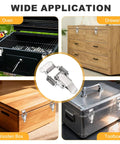 Super Tough Stainless Steel Spring Loaded Toggle Latches With Angle Hook For Toolbox Garage Cabinet And Barn Doors Rust Resistant Heavy Duty Locking Hasps Clamps Set Of 2 Pieces That Hold Up Big.. on toolbox, drawer, oven and wooden box