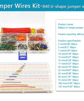 840 Piece Breadboard Jumper Wire Kit For Arduino And Prototyping, U Shape Male To Male Jumpers In 14 Lengths From 2Mm To 125Mm, Includes 4 Alligator Clip Test Leads For Easy Circuit Building