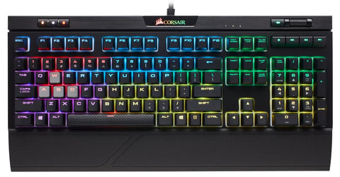Top Tier Mechanical Gaming Keyboard With Butter Smooth Cherry Red Linear Keys And Killer Per Key RGB Backlighting For Your PC Rig, overhead view.