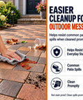 Person using a cloth to clean spills on pavers coated with Heavy Duty High Gloss Wet Look Paver Sealer For Concrete And Brick Walkways One Gallon Weatherproof Surface Coating That Amps Up Natural Pigment And Leaves Your Yard Looking Damn Fine.