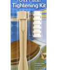 Toilet Seat Tightening Kit With Tool And Washers To Stop Wiggle And Wobble Easy Install blister pack with beige tool and white washers