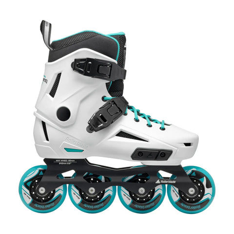 Women's Urban Inline Skates For City Cruisin And Commutin, versatile pick for urban fitness, memory buckle closure, white and aqua