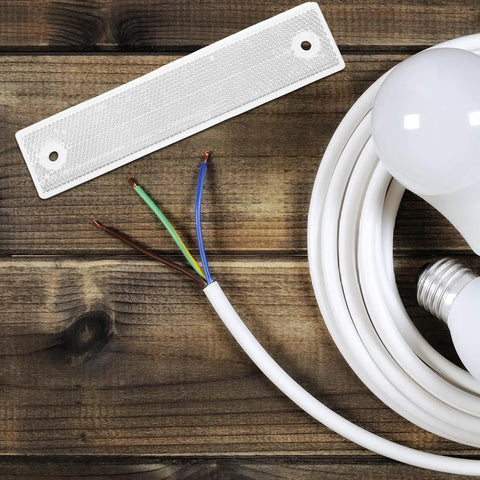 Photoelectric Sensor Reflector Rectangle for Industrial Automation Pro Grade Positioning, white plastic panel with holes and wiring cable