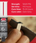 Close-up of Original Steel Reinforced Epoxy Syringe Kit 2 Pack Heavy Duty High Strength Dark Gray 1 To 1 Mixing Cold Weld Two Part Bond
