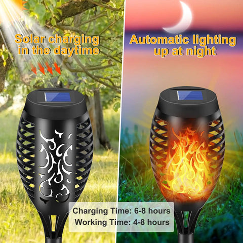 14 Pack Solar Torches With Flickering Flames 12 LED Outdoor Tiki Torch Lights Waterproof For Garden Patio Yard Pathway Create Cozy Mood Lighting