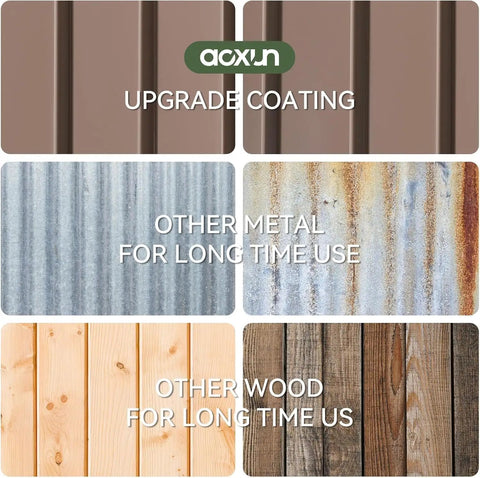 Comparison of upgrade coating on 10x12 Foot Outdoor Metal Storage Shed with generic metal and wood durability