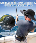 Wide Brim Solar Fan Hat With Built-In Cooling, UPF Fifty Plus Sun Protection, Bucket Style for Men and Women, fishing