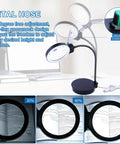 Top Notch LED Magnifier With Light And Stand, 10X And 20X HD Lenses, stepless dimming, adjustable gooseneck, reading lamp