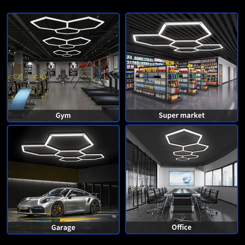 Hexagon LED Garage Lights 25 Pack Ultra Bright 6700K Ceiling Lighting for Garage, Gym, Supermarket, Office Installation View