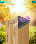 Comparison of wood fence post before and after using 4x4 Wood Fence Post Cap 3.5x3.5 Inches Black, PP Plastic Waterproof UV Proof cap