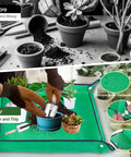 Gardener using All In One 9 Piece Heavy Duty Garden Tool Set With Stainless Steel Hand Tools Purple Floral Tote Bag And Repotting Mat