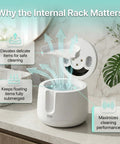 Ultrasonic Retainer Cleaner Pro With UV Light Rechargeable Dental Pod For Mouthguards Dentures And Aligners Three Cleaning Modes Quick Deep Gentle Tablets Included internal rack view