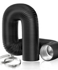 4 Inch Aluminum Foil Insulated Flexible Duct 8 Foot Dryer Vent Hose For HVAC Ventilation And Duct Fans With 2 Clamps Quiet Lightproof Black PVC