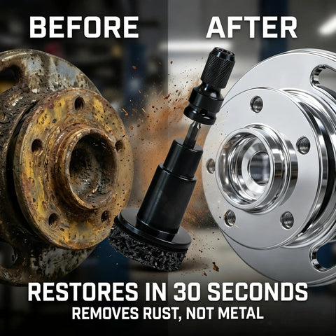 Wheel Hub And Stud Cleaning Tool Kit For Brake Jobs, Rust Removal Disc For Cars And Light Trucks, before and after cleaning