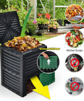 80 Gallon Outdoor Compost Bin With Top Flip Lid And Bottom Exit Door BPA Free Material Large Backyard Composter Barrel