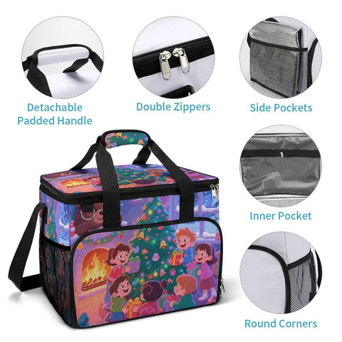 Insulated Picnic Backpack Cooler With 30L Capacity, features padded handle, zippers, side pockets, for picnics and BBQs