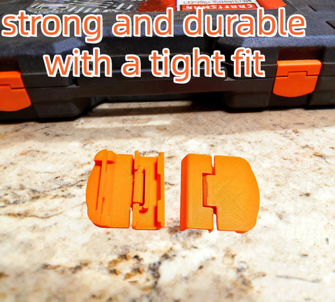 Replacement Latch For Tool Box Two Pack Lock Repair Kit compatible with Craftsman tool box, showing two orange latches on a toolbox.