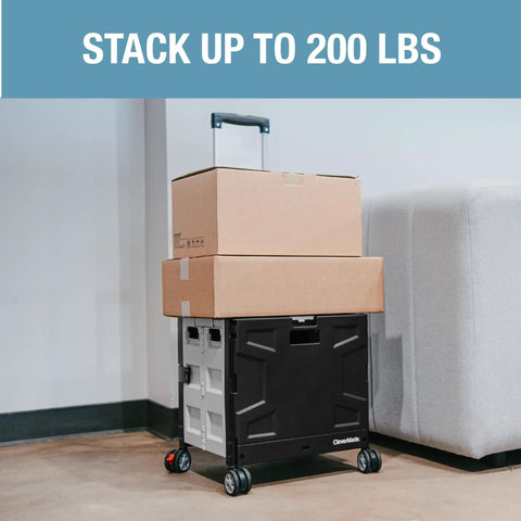 Collapsible Rolling Cart With Lid And Handle 35L 4 Wheel Utility Crate Folds Flat To 3.5 Inches Holds 75 Lbs Ideal For Teachers