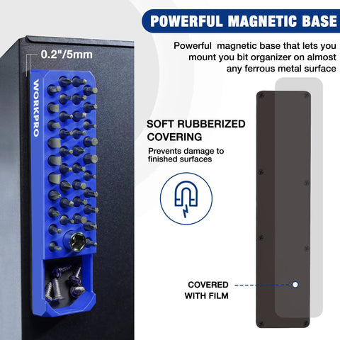 Magnetic Hex Bit Holder 39 Hole Organizer Tray With Powerful Magnetic Base And Storage Grid for 1/4 inch hex bits, blue