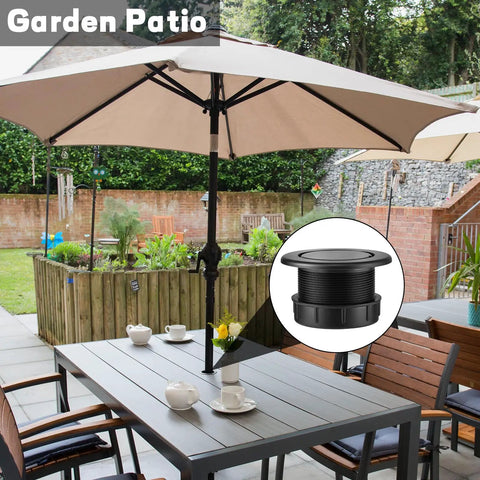 Umbrella Hole Ring Plug Cap Set For Outdoor Patio Tables Thick Parasol Hole Cover Insert Weatherproof Black Ring And Cap Kit