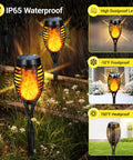 Upgraded 10 Pack Solar Torch Lights Outdoor With Realistic Flickering Flames Waterproof Solar Powered Tiki Torches