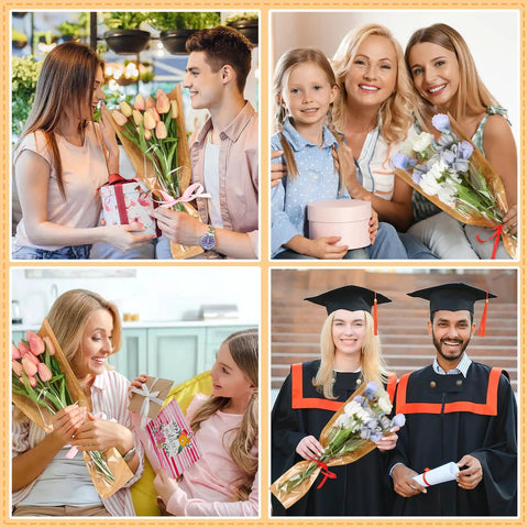 40 Pack Kraft Paper Flower Wrapping Bags And Sleeves For Bouquets, floral wrap for weddings, birthdays, graduations