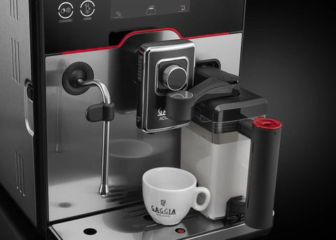 Top Tier Heavy Hitter Italian Fully Automatic Espresso Machine With Brushed Stainless Steel Housing smart glass screen and steam wand