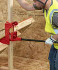 Guardian 2601 portable wall jack, side view, red cast-iron, 1000 lb capacity for wood poles or steel pipe