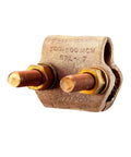 Bronze Ground Clamp Connector With Half Inch U-Bolt For Rod Or Pipe, Silicon Bronze Fasteners, Full-Thread U-Bolt, Side View