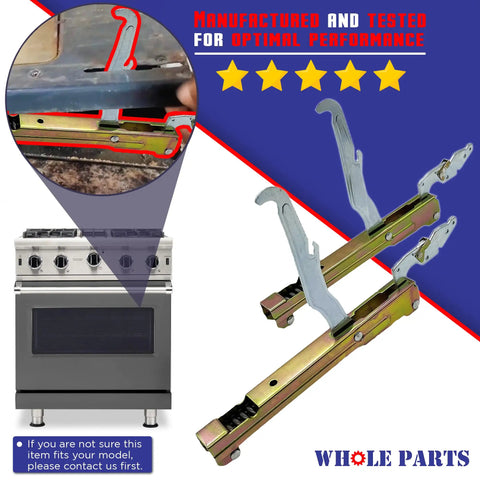 Upgraded Oven Door Hinge Kit Set Of 2 For Easy No Fuss Replacement On Select Ovens Part 00487747 shown with usage diagram