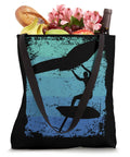 Dope Retro Wing Foil Wingsurfing Tote Bag For Men With Colorful Vintage Wingboarding Design filled with groceries