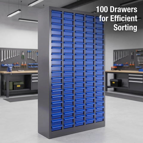 Heavy Duty 100 Drawer Rustproof Metal Hardware Organizer For Screws Bolts Fittings Fasteners With Industrial Grade Corrosion Resistant Build Keeps Your Shop Badass Organized And Looking Sharp