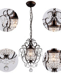 Modern Mini Crystal Chandelier With Iron Bronze Finish Ceiling Mount 1 Light Lighting Fixture for bedroom, close-up details