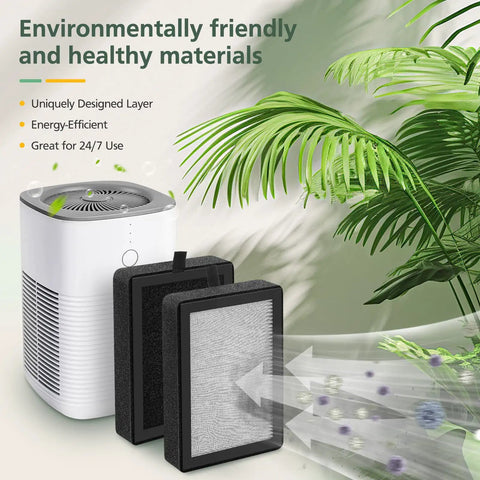 4 Pack LV-H128 Replacement Filter For Levoit LV-H128 Air Purifiers PUURVSAS HM669A And Rovacs RV60 beside greenery